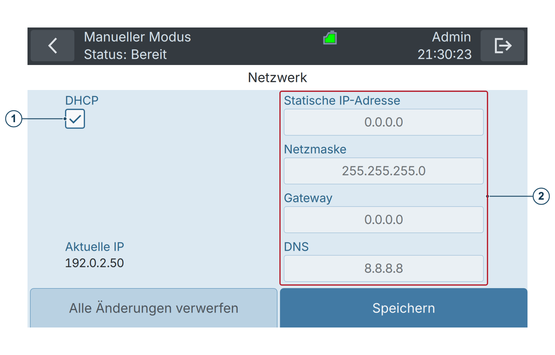 BactoSense — Netzwerkkonfiguration