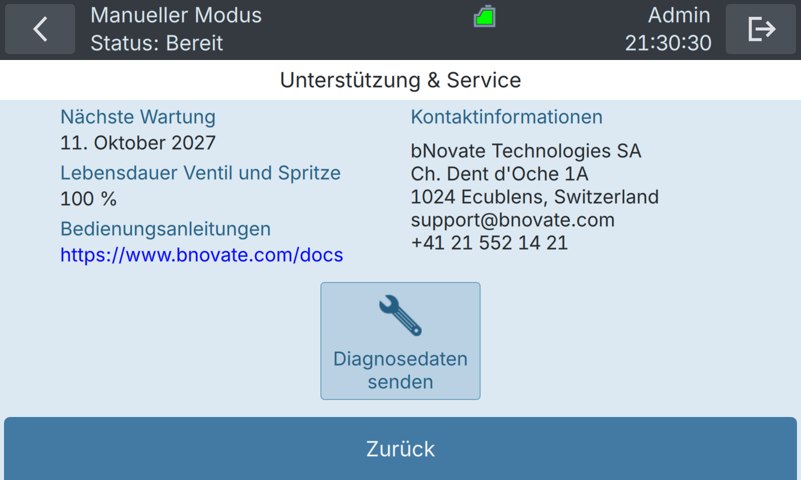 BactoSense — Support- und Serviceinformationen