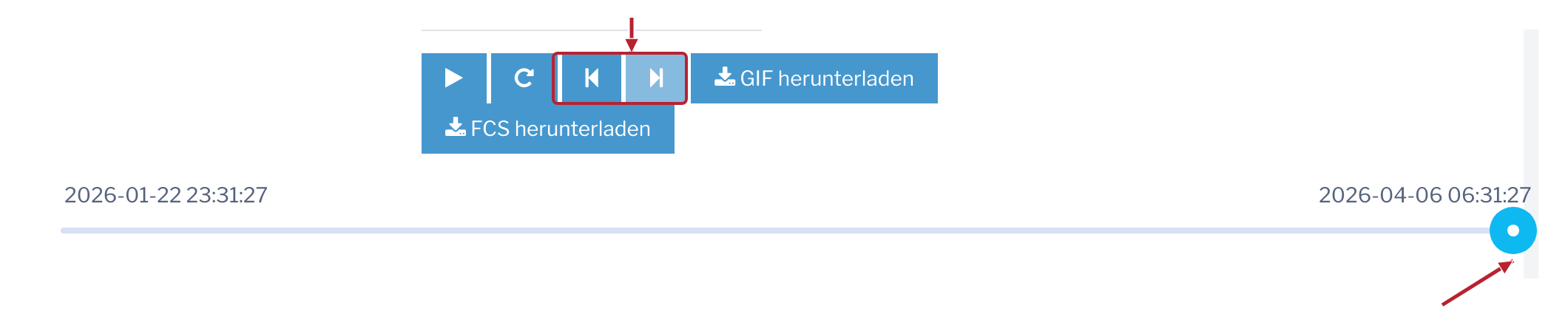 BactoSense — Auswahl des Diagrammzeitstempels