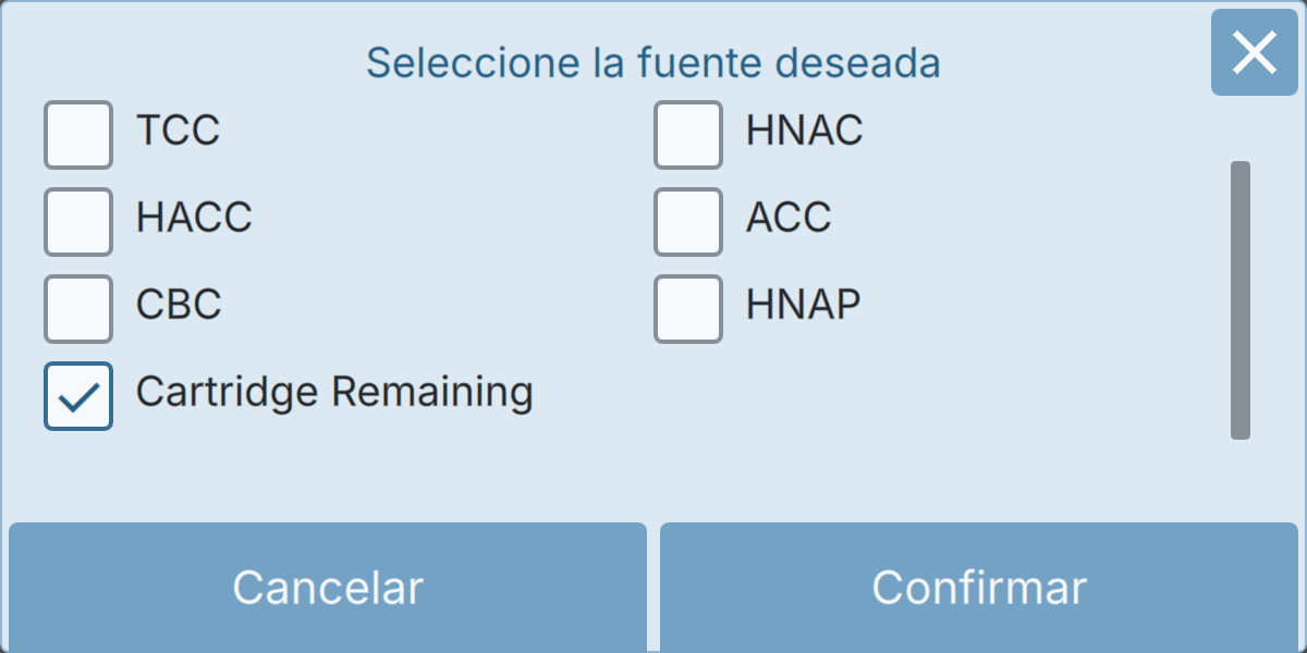BactoSense — Origen de la alarma del cartucho