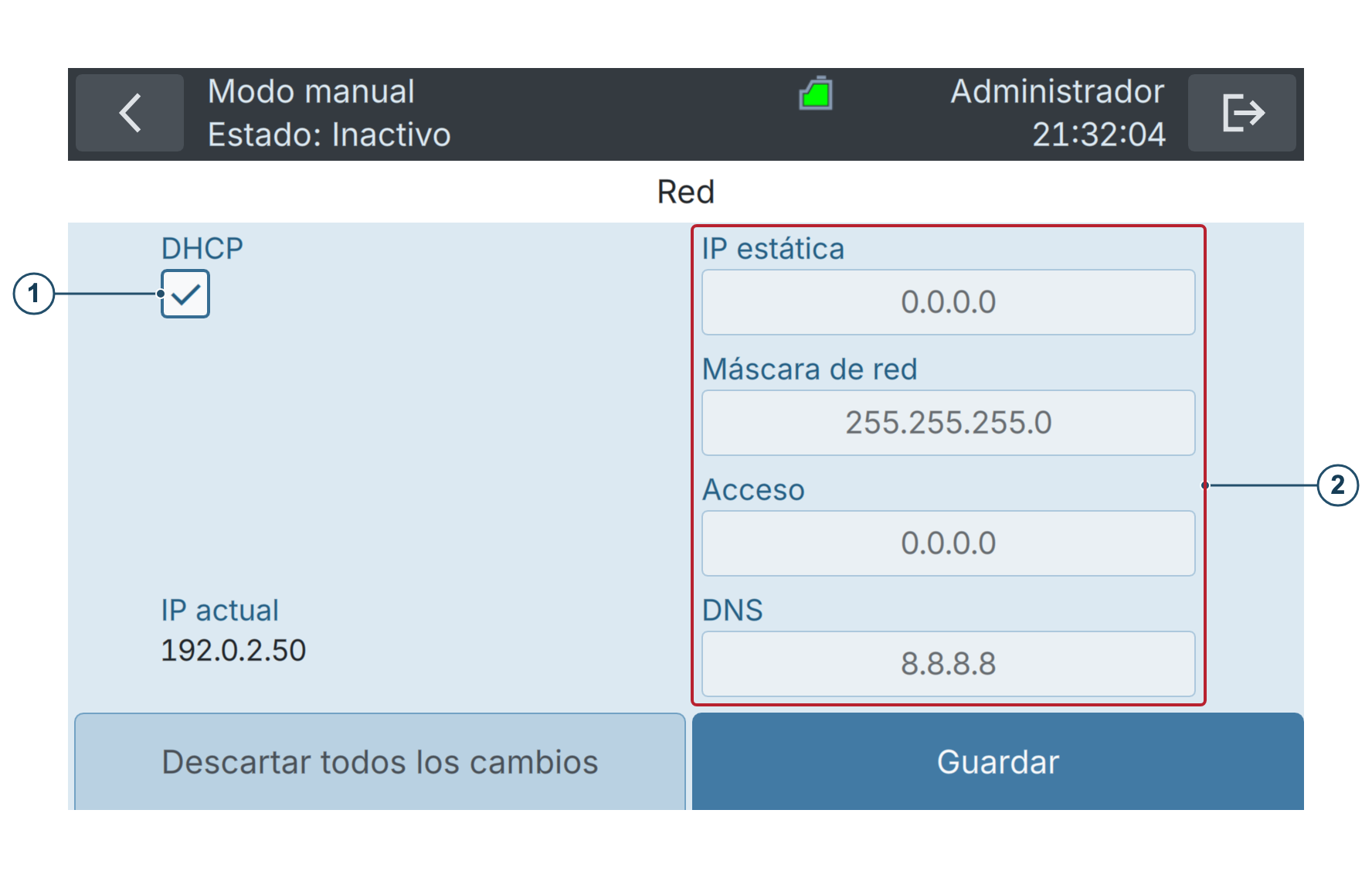 BactoSense — Configuración de red