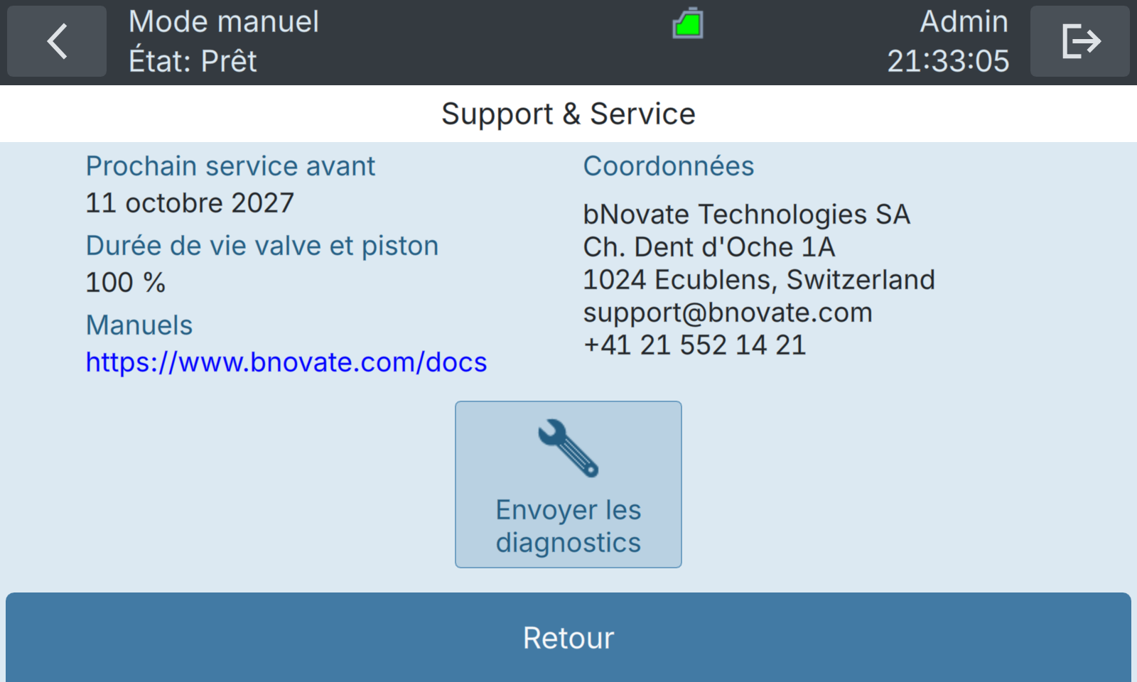 BactoSense — Informations de support et de maintenance