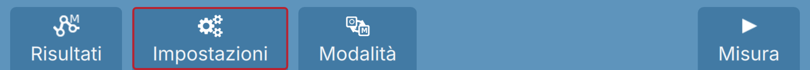 BactoSense — Barra Home: Impostazioni