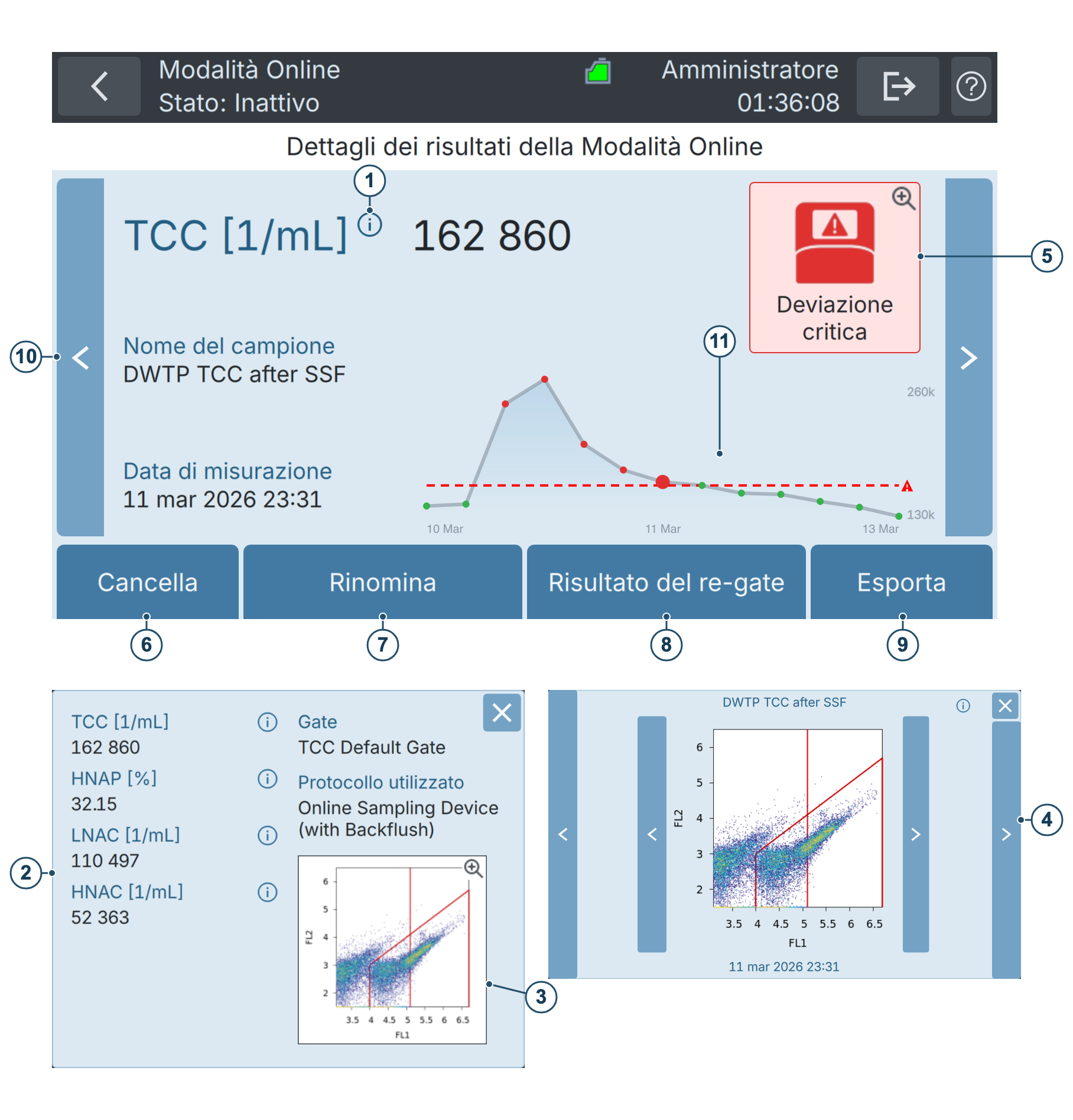 BactoSense — Dettagli e grafici del risultato online