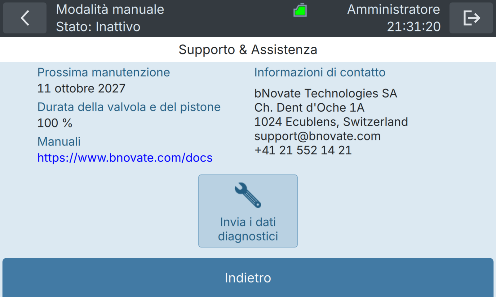 BactoSense — Informazioni su supporto e assistenza