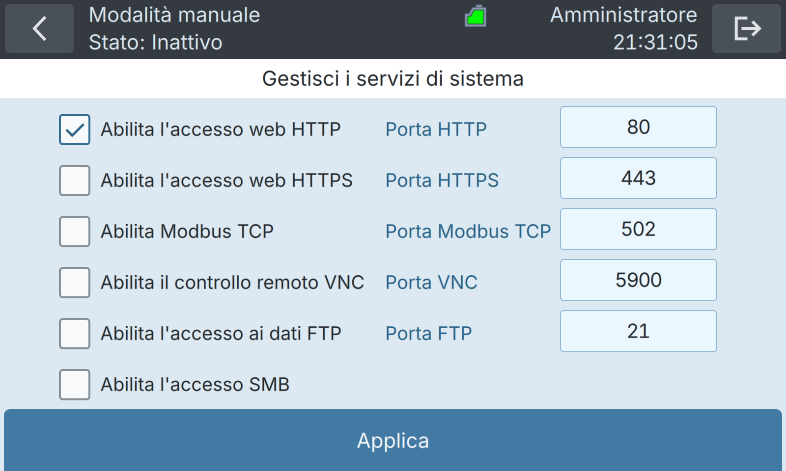 BactoSense — Servizi di sistema