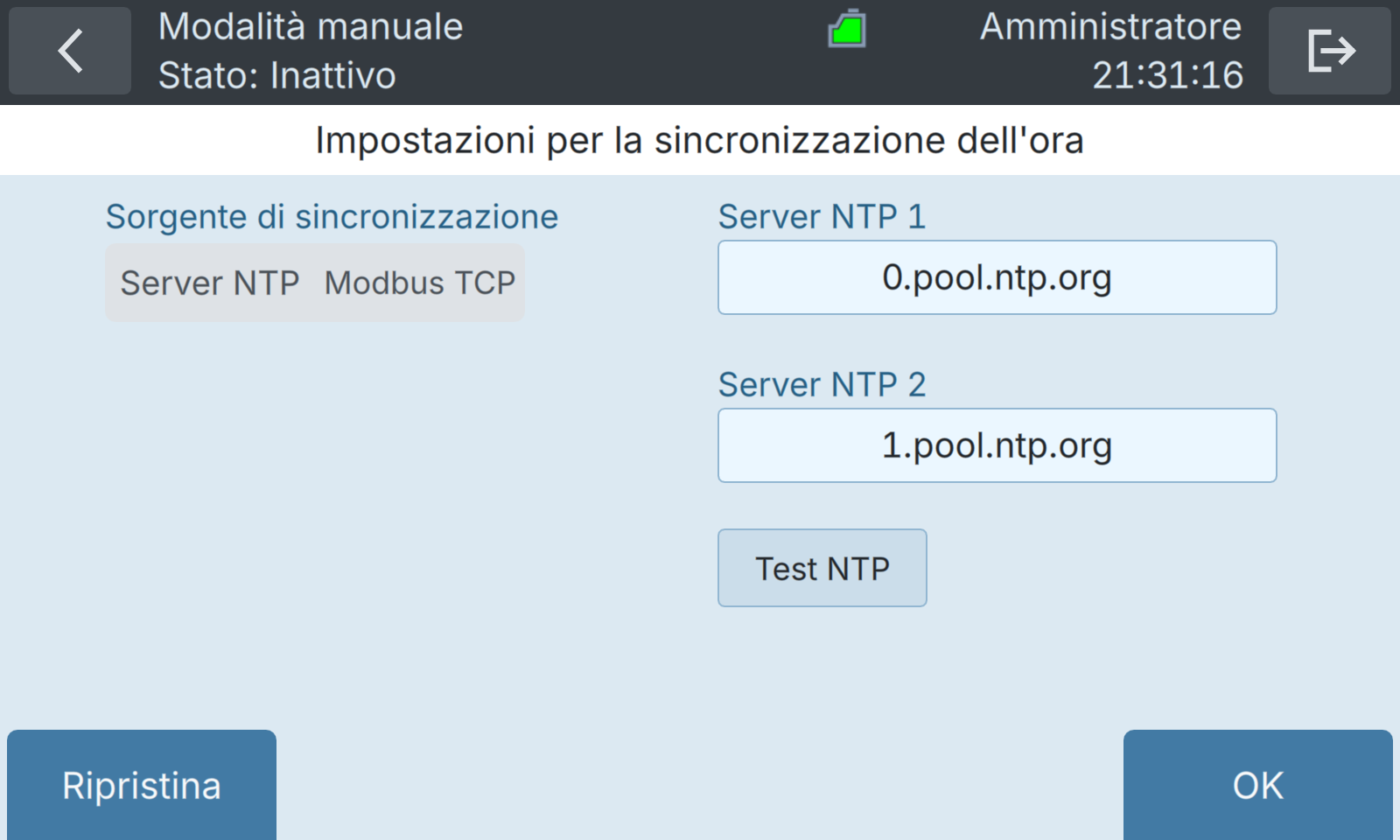 BactoSense — Sincronizzazione dell’ora