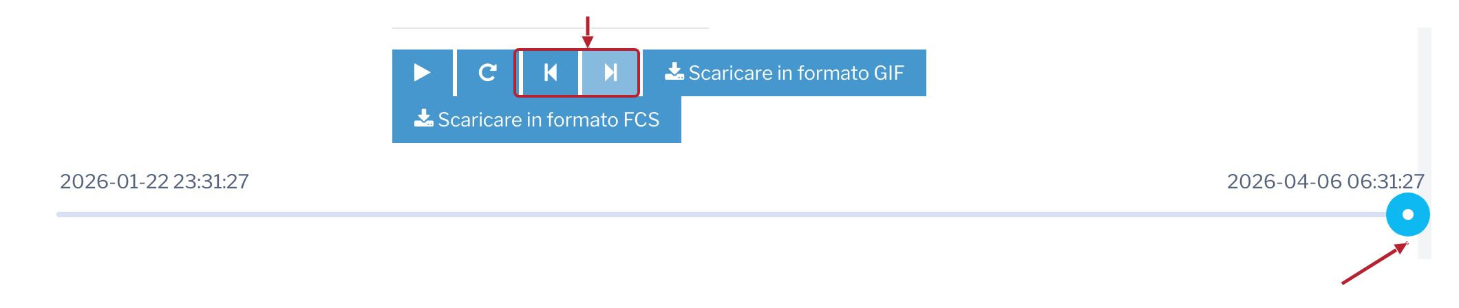 BactoSense — Selezione della marca temporale del grafico